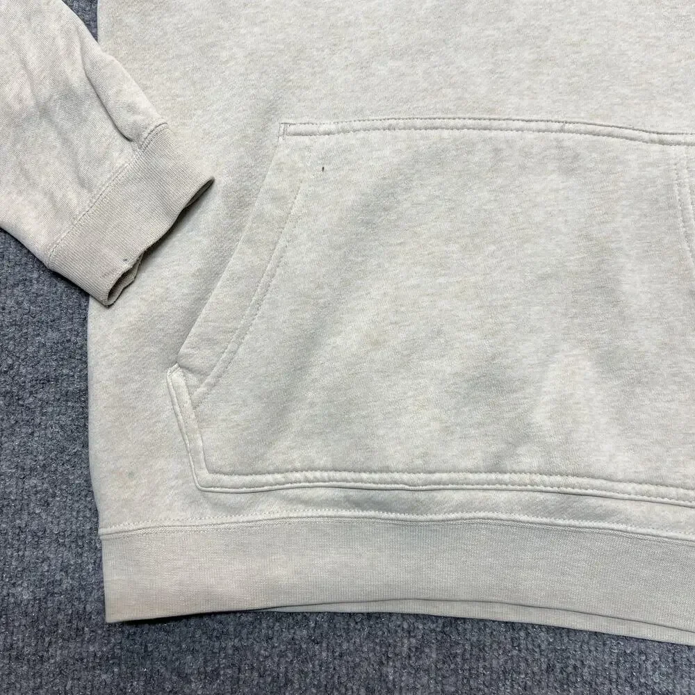 Nike Hoodie Kids XS Beige Fleece Pullover Kangaroo Pocket Swoosh Logo Sweatshirt